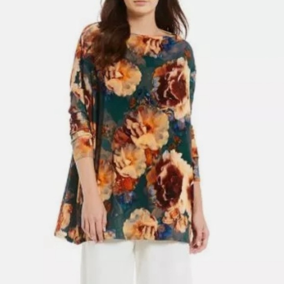 Bryn Walker Gabo Green Floral Scoop Neckline Tunic NWOT - Picture 2 of 9